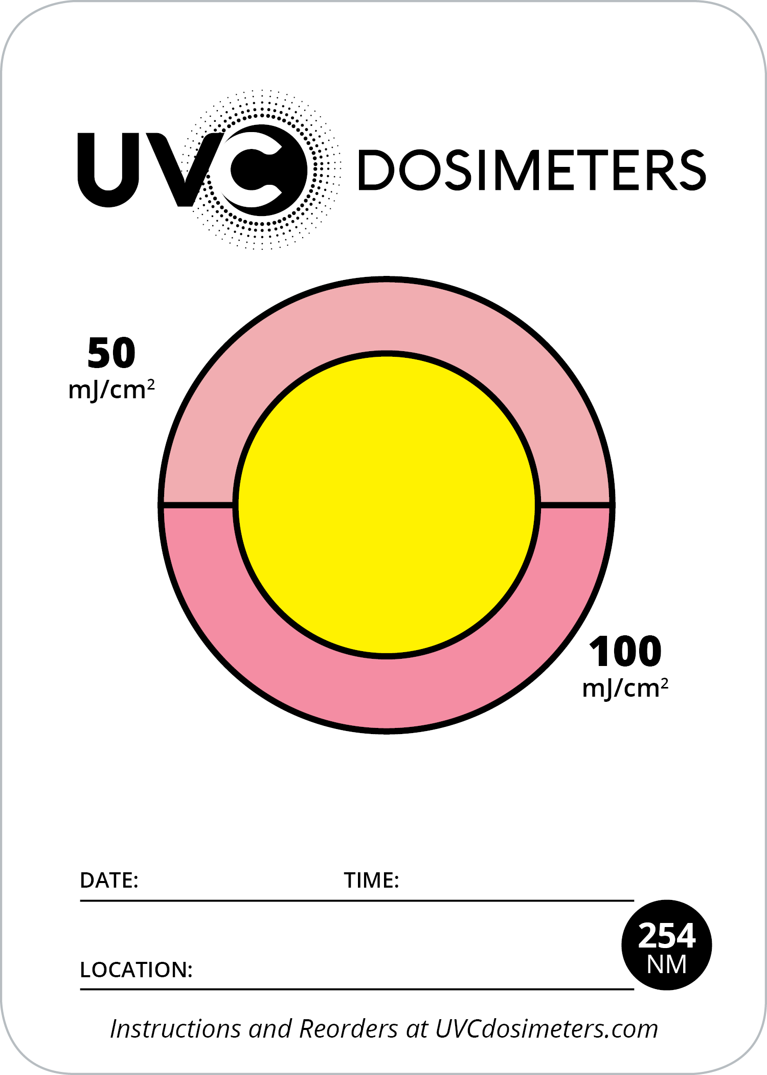 UVC dosimeter tricard 254